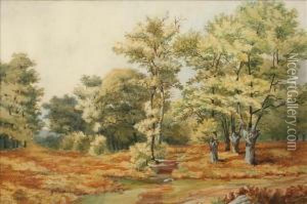 A Woodlandglade Oil Painting - James Jackson Curnock