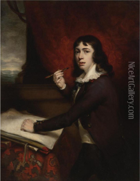 Self Portrait, Age 15 Oil Painting - John James Masquerier