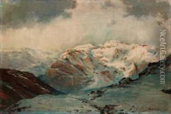 Dosso Di Ron. Alpi Orobie Oil Painting - Giuseppe Solenghi