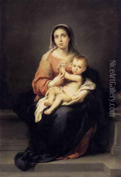 Madonna and Child c. 1670 Oil Painting - Bartolome Esteban Murillo