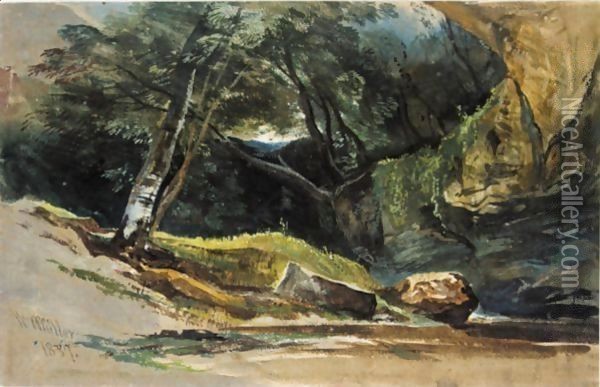 A Rocky Pool Oil Painting - William James Muller