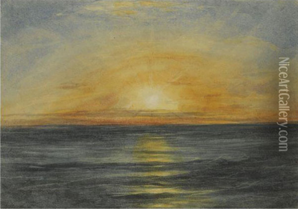 Sunrise On The Indian Ocean Oil Painting - Andrew Nicholl