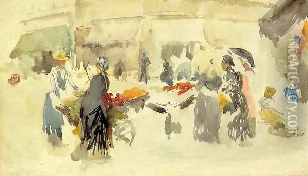 Flower Market Oil Painting - James Abbott McNeill Whistler