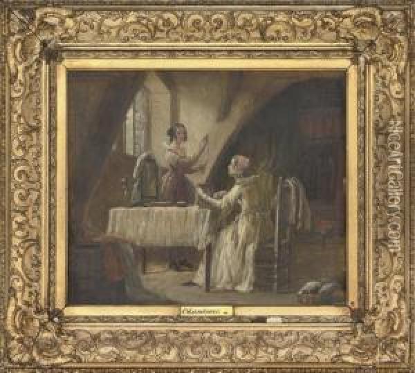 The Offering; And The Jewellery Box Oil Painting - Charles Landseer