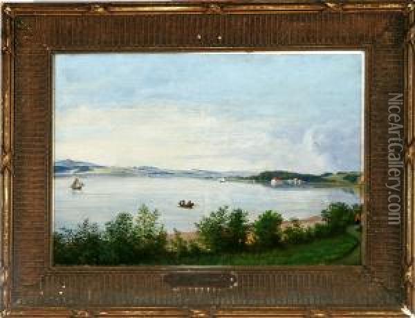 Danish Summer Landscape At Mariager Inlet Oil Painting - Niels Gronbek Rademacher