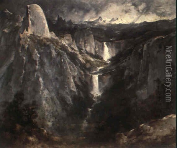 View Of Yosemite Valley From Glacier Point Oil Painting - Thomas Hill