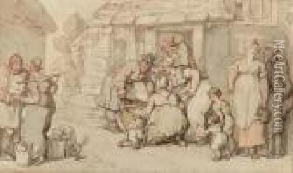 The Poultry Market Oil Painting - Thomas Rowlandson