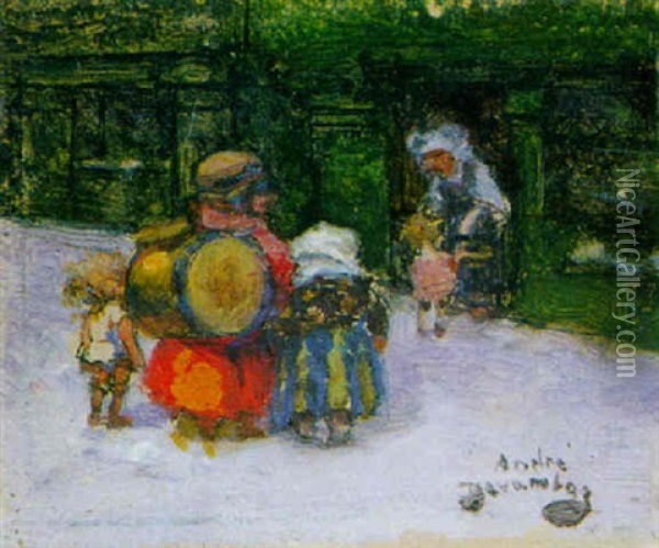 Musikerfamilie Vor Einem Hauseingang Oil Painting - Andre Devambez