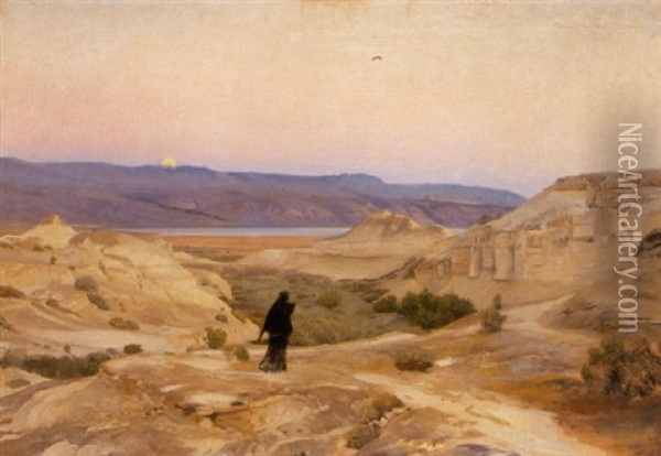 On The Road To The Dead Sea Oil Painting - Gustav Bauernfeind
