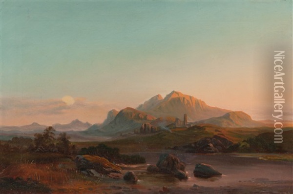 Southern Mountain Landscape Oil Painting - Carl Rottmann