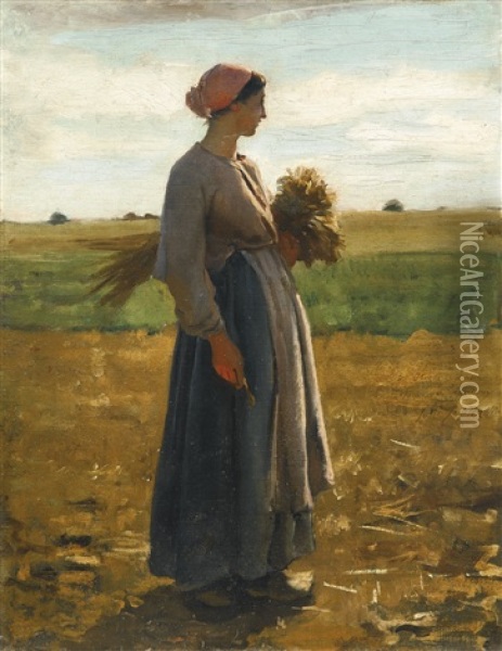 Jeune Femme Dans Les Champs Oil Painting - Jules Breton