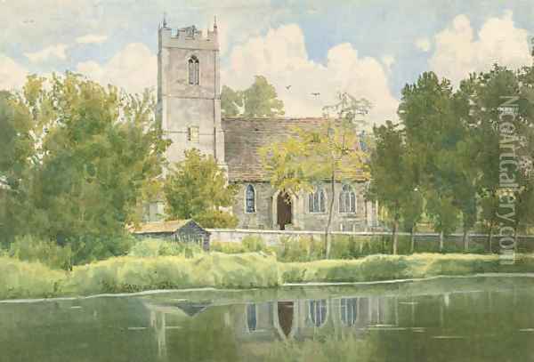 Hartford parish church on the banks of the Ouse Oil Painting - William Fraser Garden
