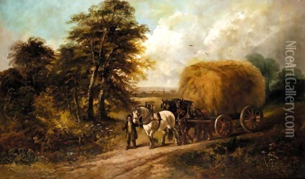 The Hay Wagon Oil Painting - John Barker