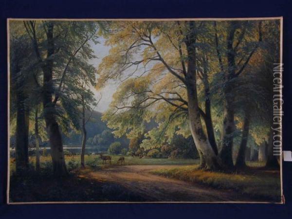 Waldlandschaft Oil Painting - Siegfried A. Sofus Hass