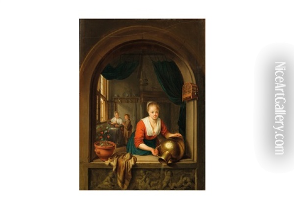 Jeune Femme A La Cruche Oil Painting - Dominicus van Tol