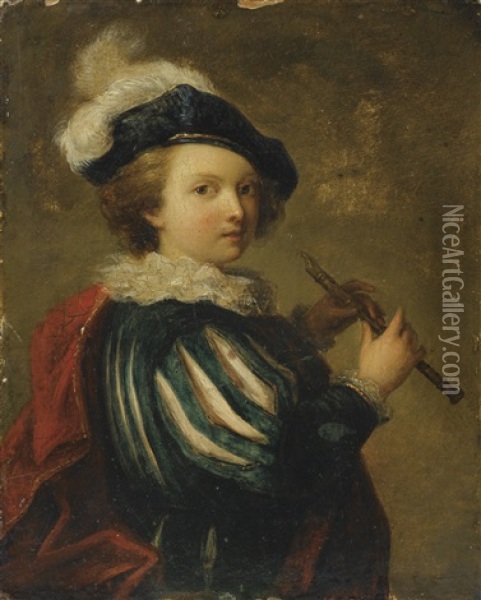 Joueur De Flute Oil Painting - Marguerite Gerard