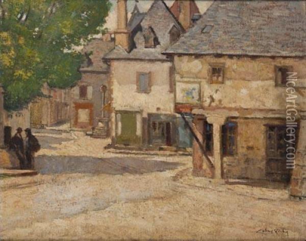 Place De Village Oil Painting - Almery Lobel-Riche