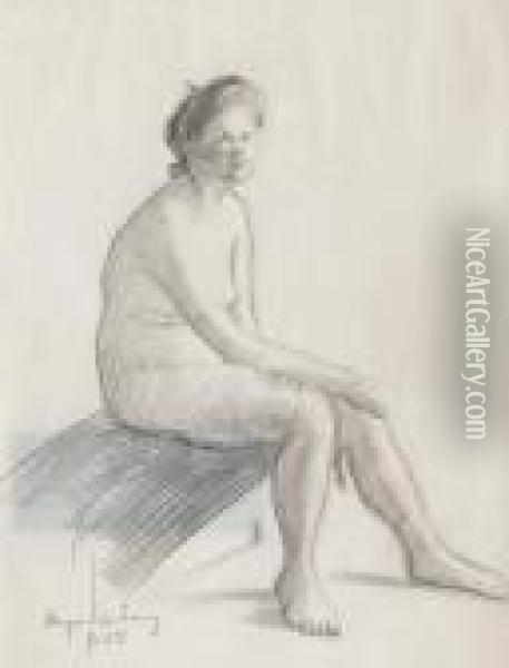 A Model Sitting Oil Painting - Hugo Simberg