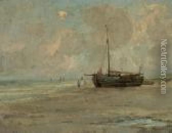 Ships At The Beach Of Scheveningen Oil Painting - Rodolphe Paul Wytsman