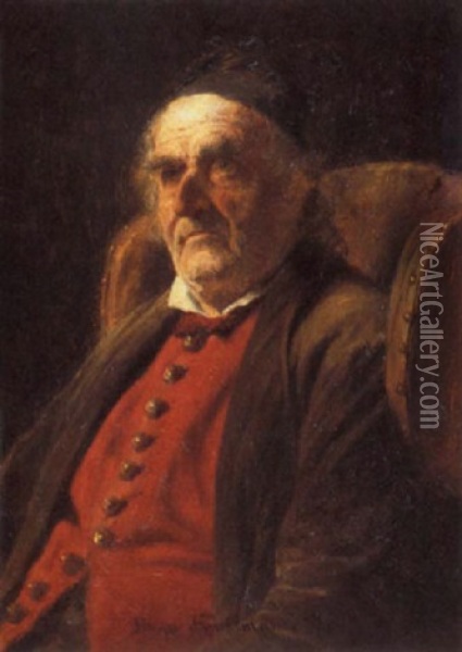 Bauer Mit Roter Weste Oil Painting - Hugo Wilhelm Kauffmann
