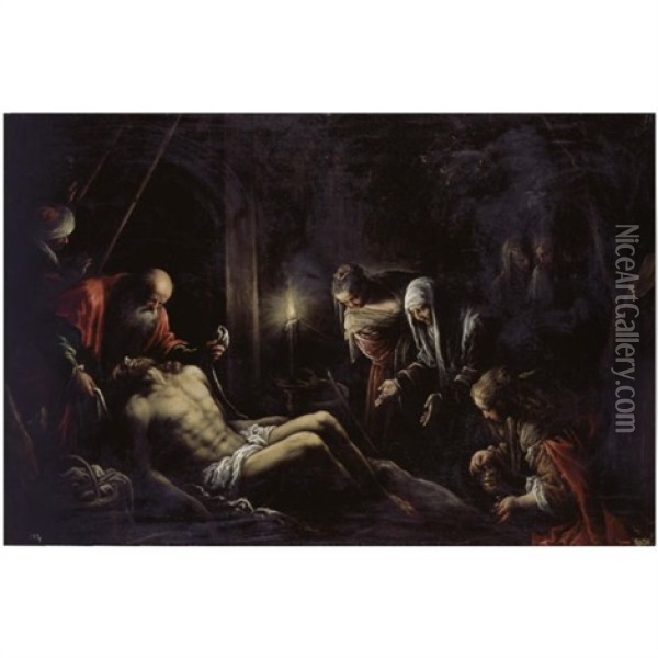 The Lamentation Over The Dead Christ Oil Painting - Francesco Bassano the Younger