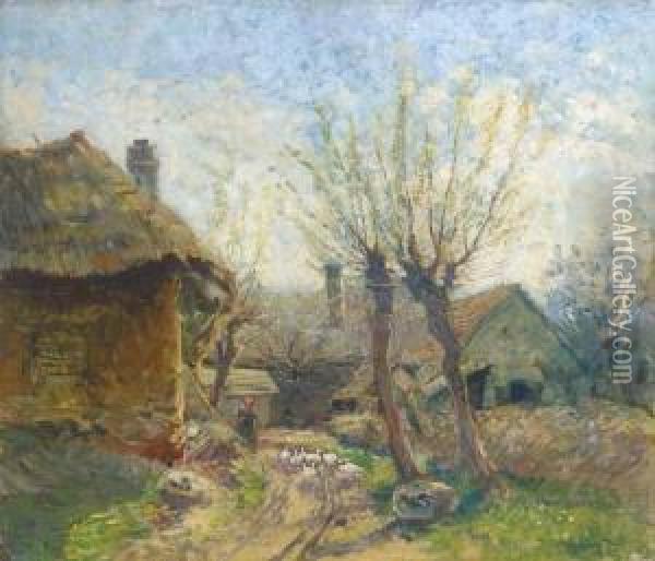 A Country Farm Oil Painting - Ignac Ujvary