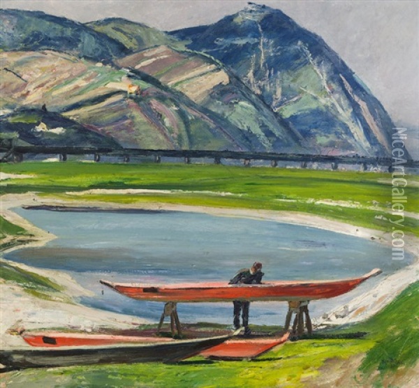 Donaulandschaft Oil Painting - Igo Poetsch