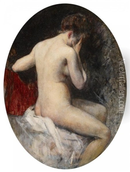 Weiblicher Ruckenakt, Sitzend Oil Painting - Armand Dore
