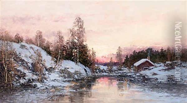 Skymning Oil Painting - Johan Severin Nilsson