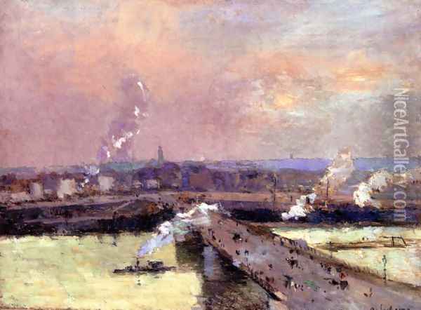 The Pont Boieldieu, Rouen Oil Painting - Albert Lebourg