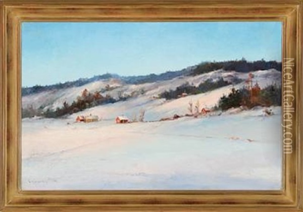 Winter Day In Mountain Pasture Oil Painting - Ludvig Otto Richarde