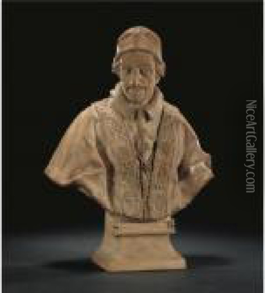 Rome, Late 17th Century
 

 
 A Terracotta Bust Of Pope Innocent Xi Oil Painting - Victor Honore Janssens