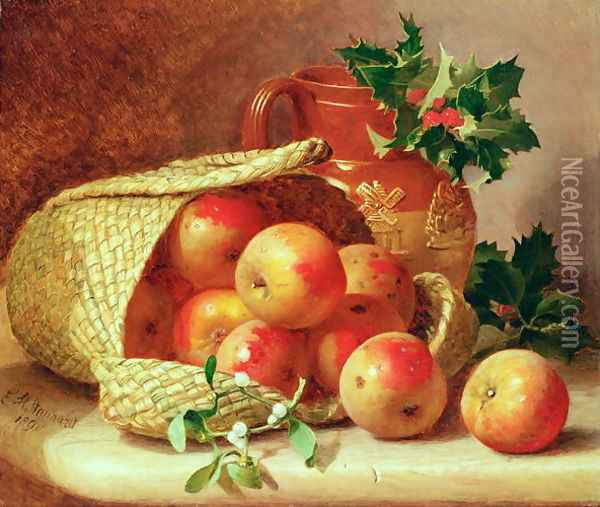 Still Life with holly and mistletoe Oil Painting - Eloise Harriet Stannard