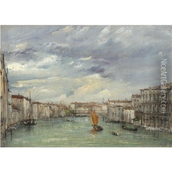 View On The Grand Canal, Venice Oil Painting - William White Warren