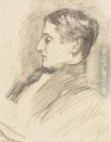 Gentleman In Profile Oil Painting - Edwin Austin Abbey