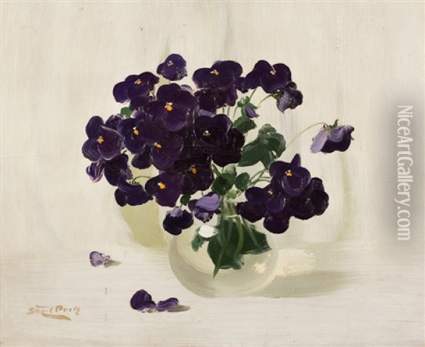 Violets Oil Painting - Stuart James Park