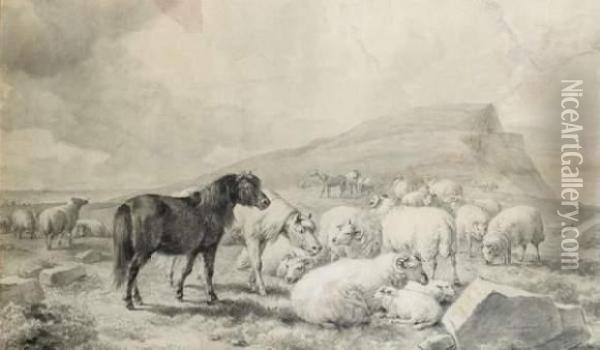 Paysage Aux Moutons Oil Painting - Eugene Joseph Verboeckhoven