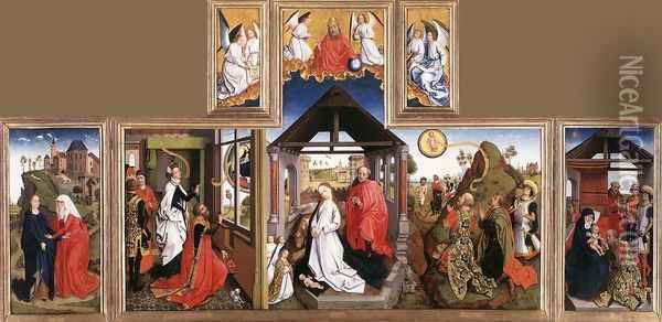 Nativity Triptych Oil Painting - Unknown Painter