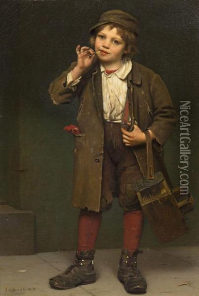 Street Urchin With Toothpick Oil Painting - John George Brown