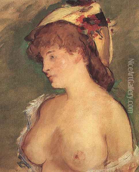 Blond Woman with Bare Breasts 1878 Oil Painting - Edouard Manet