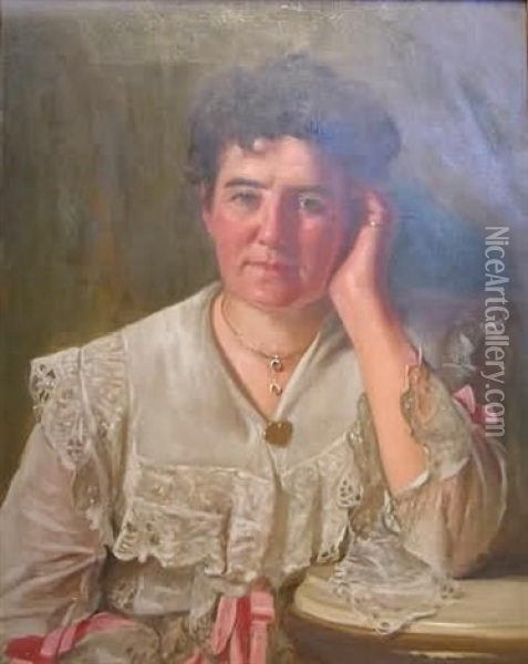 Portrait Of Artist's Wife Oil Painting - John George Brown