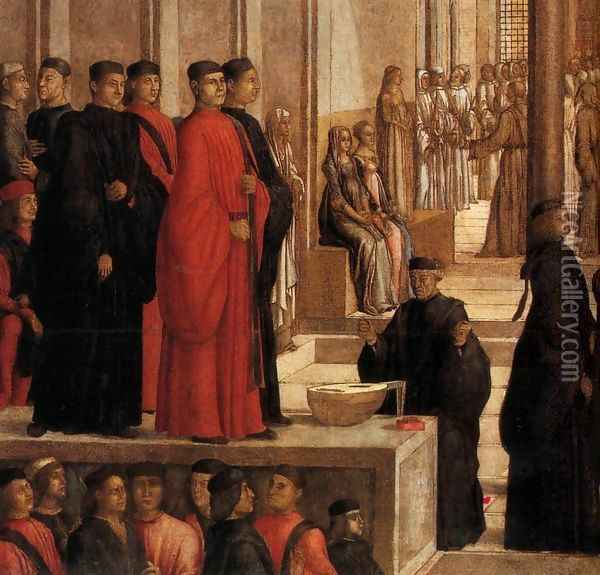 The Relic of the Holy Cross is offered to the Scuola Grande di San Giovanni Evan Oil Painting - Lazzaro Bastiani