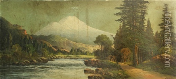 Shasta Creek, Mount Shasta, California Oil Painting - John Englehart
