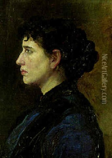 Portrait Of A Woman Oil Painting - Filippo Palizzi