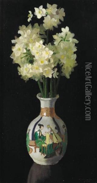 Narcissi Oil Painting - Elioth Gruner