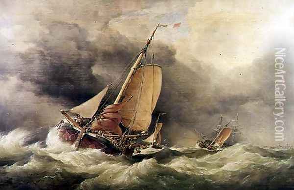 Dutch Pincks Running to Anchor off Yarmouth Oil Painting - Edward William Cooke
