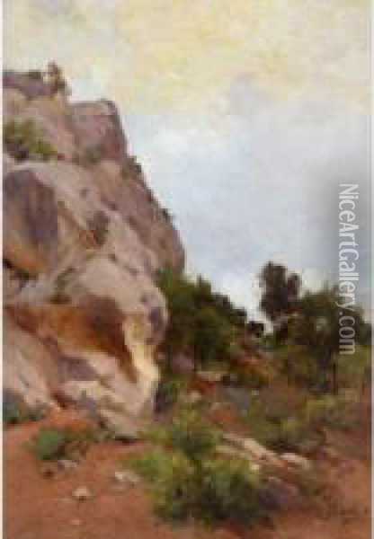 Paysage Provencal. Oil Painting - Joseph Garibaldi