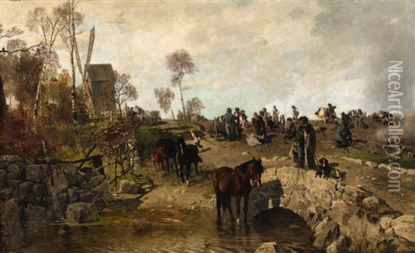 Peasants Farming Oil Painting - Gregor von Bochmann the Elder