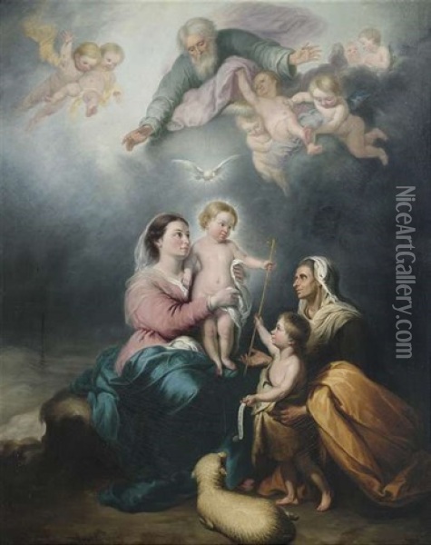 Die Heilige Familie Oder Die Jungfrau Von Sevilla Oil Painting - Bartolome Esteban Murillo