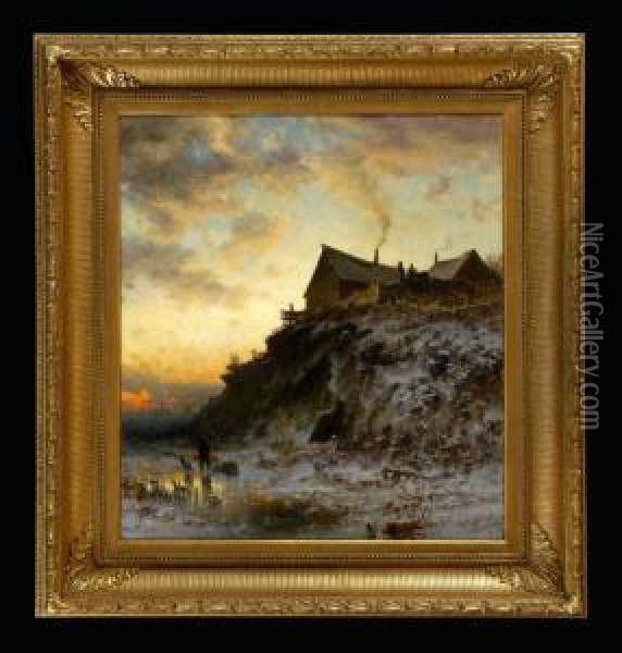 Winter Sunset Oil Painting - George Herbert McCord